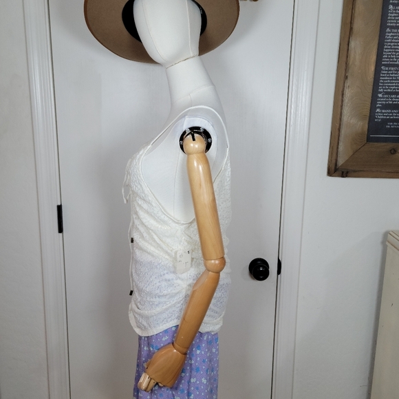 Free People Love Her Scrunch Lace Floral Tank Size XL - Picture 5 of 11